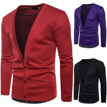 

2018 Men's Casual Slim Fit Knit V-Neck Cardigan Stylish Sweater Coat