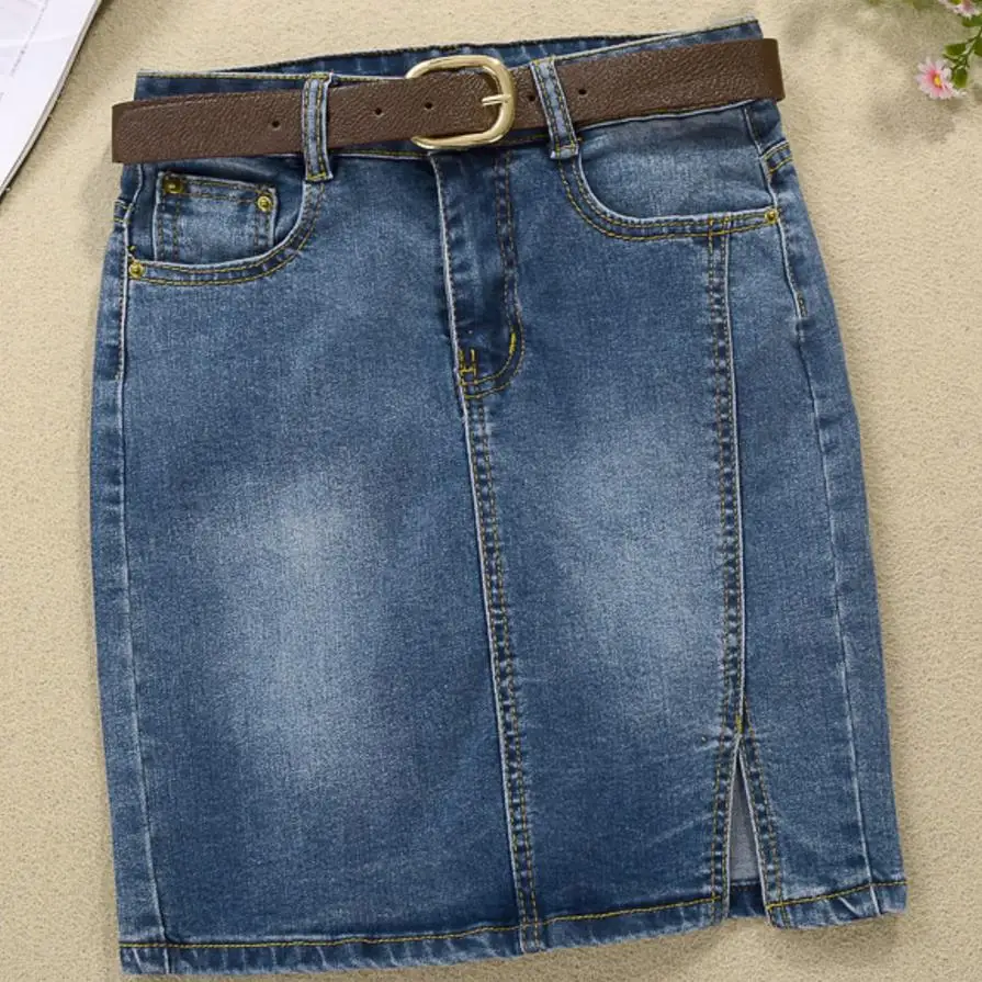 Женская джинсовая юбка с высокой талией размера плюс 4XL, посылка на бедра, джинсовая мини-юбка в винтажном стиле