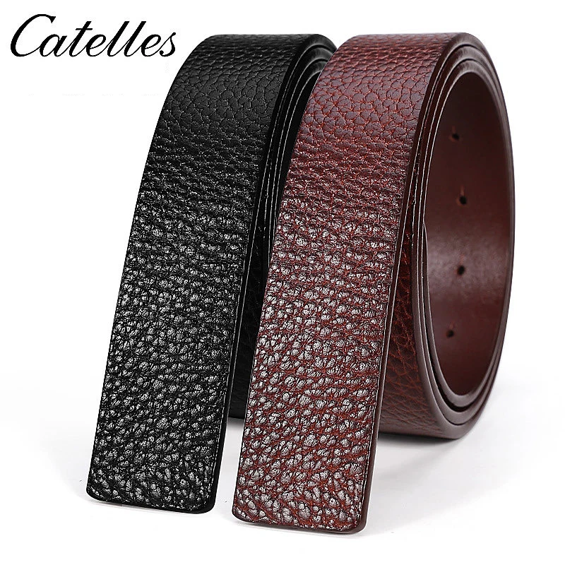 Catelles Genuine Leather No Buckle Belts For Men High Quality Brand Designer Strap Male without ...