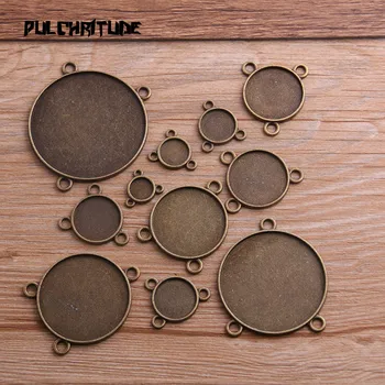 

10pcs/lot 8-40mm Inner Size Antique Bronze Colors Round Three Hanging Style Cabochon Base Setting Charms Pendant