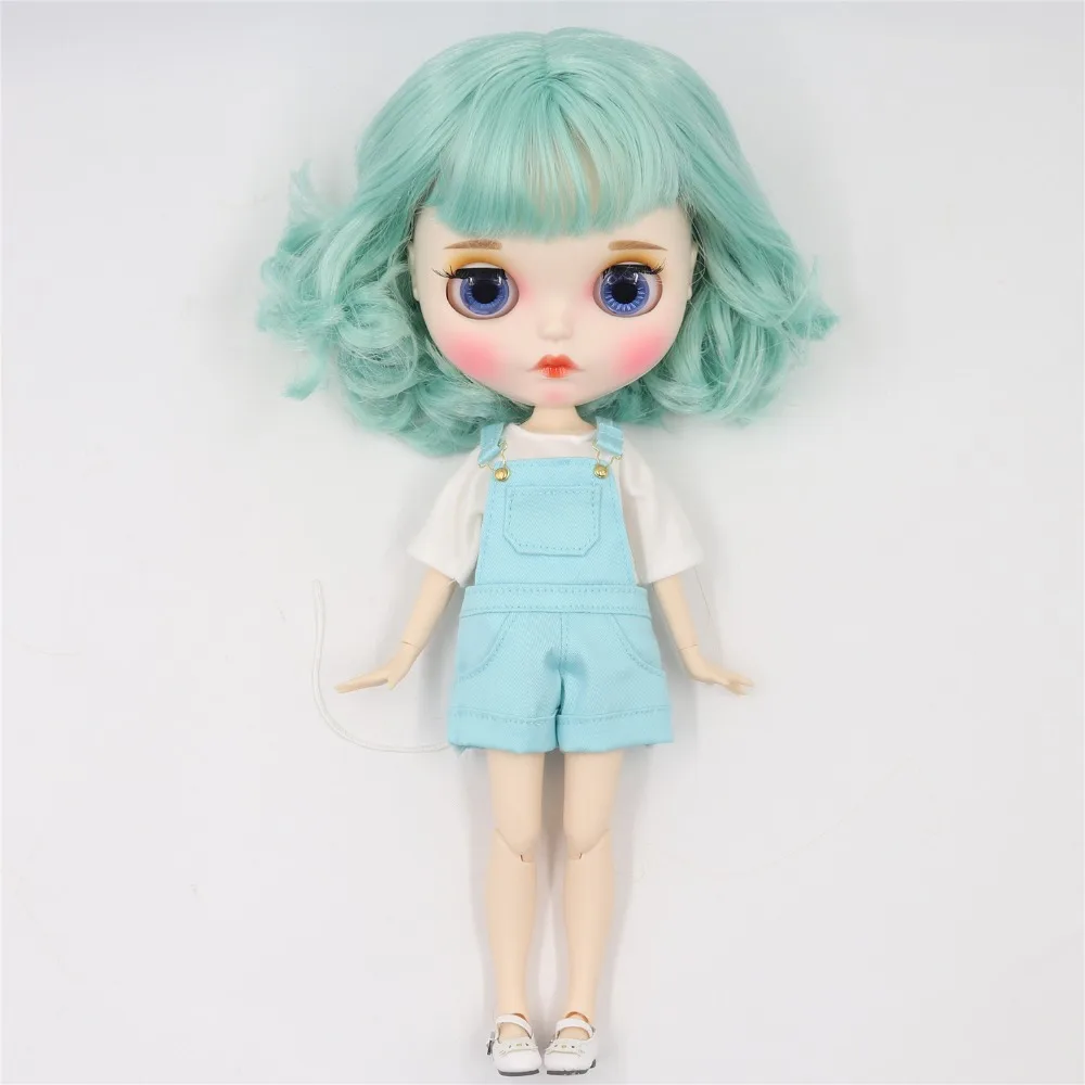 Neo Blythe Doll with Green Hair, White Skin, Matte Pouty Face & Custom Jointed Body 3