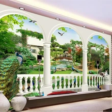 Beibehang Большой заказ обои фантазия 3 d птица павлин дворец картины сада на стене обои для стен 3d обои