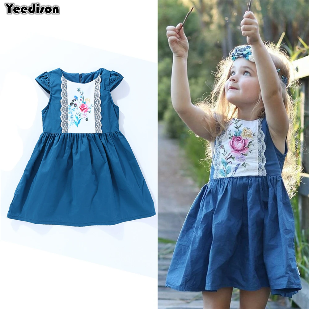 Yeedison Cotton Baby Girls Dress 2018 Summer Children Costumes Floral Toddler Kids Princess Dresses For Girls Party Casual Dress (1)