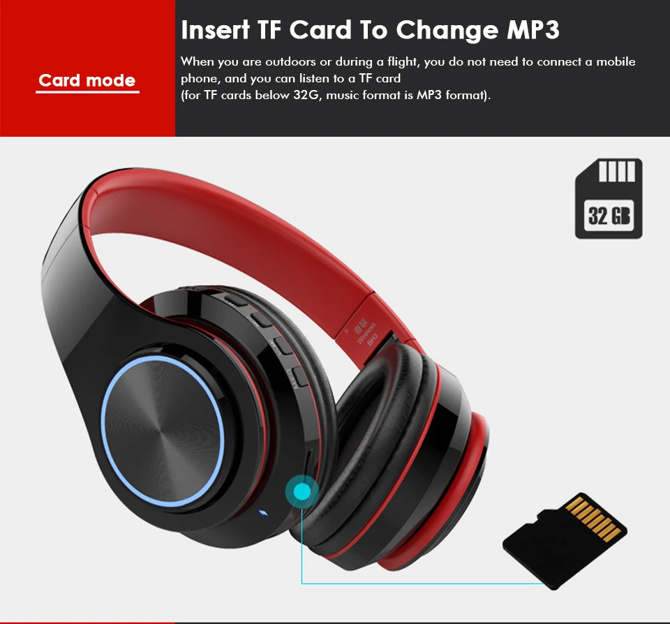 Bluetooth Headphone Luminous Wireless Headphones Bluetooth Bass Headset With Microphone  mp3 player for iphone samsung galaxy (12)