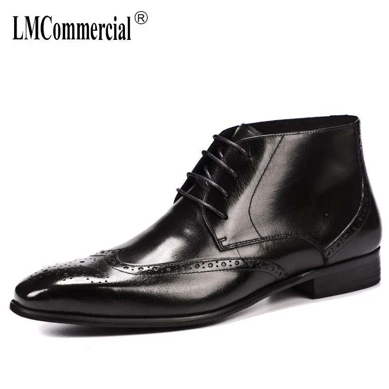 

bullock British retro Genuine Leather Riding boots mens Autumn Winter High top Business Men boots cowhide chelsea boots men