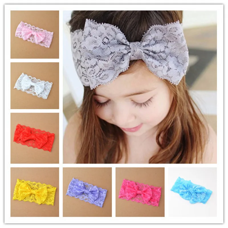 

AKWZMLY 1PC Lace Headband Little Girls Big Bow Headwear BB Kids Solid Color Hair Accessories Cute Hair Bands Birthday Gift