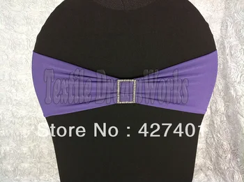 

Hot Sale Dark Purple Spandex Bands / Lycra Band /Chair Covers Sash With Rectangle Diamond Buckle For Wedding & Banquet