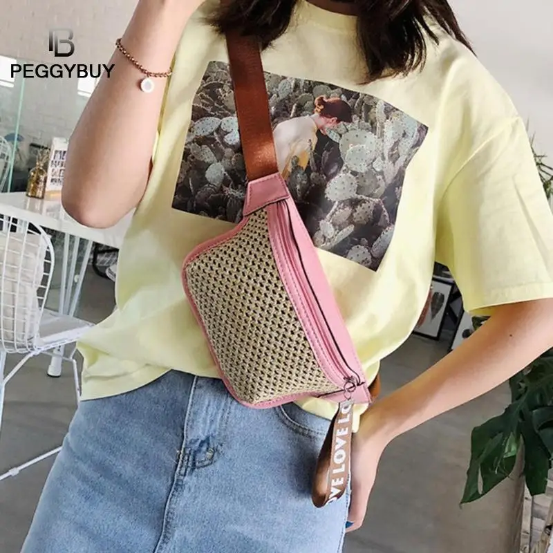 

Straw Shoulder Bag for Women 2019 Straw Waist Chest Bags Women Waist Fanny Packs Small Crossbody Chest Bags Panny Pack