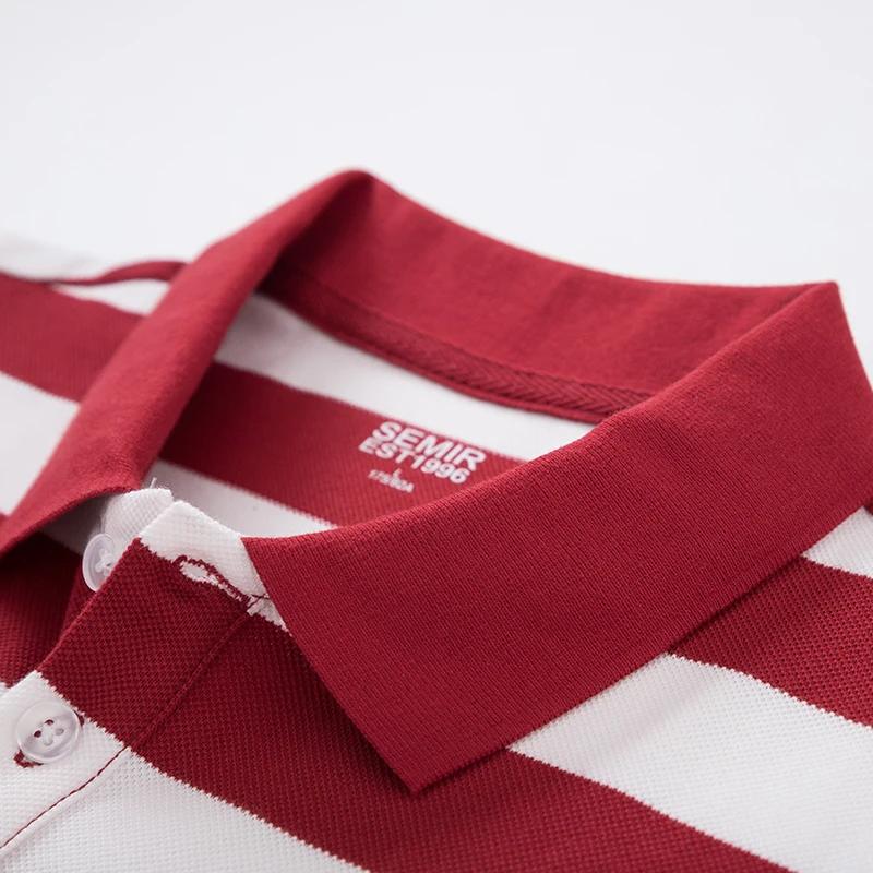 Koop SEMIR Mannen Polo Kraag Korte Mouwen 2019 Zomer Nieuwe Koreaanse Gestreepte Zee Ziel Polo Shirt Student Tij