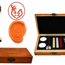 Винтаж Пользовательский штамп Воск уплотнительное Роскошные латунь павлин металлической ручкой Щупы для мангала плавления ложка деревянной подарочной коробке комплект