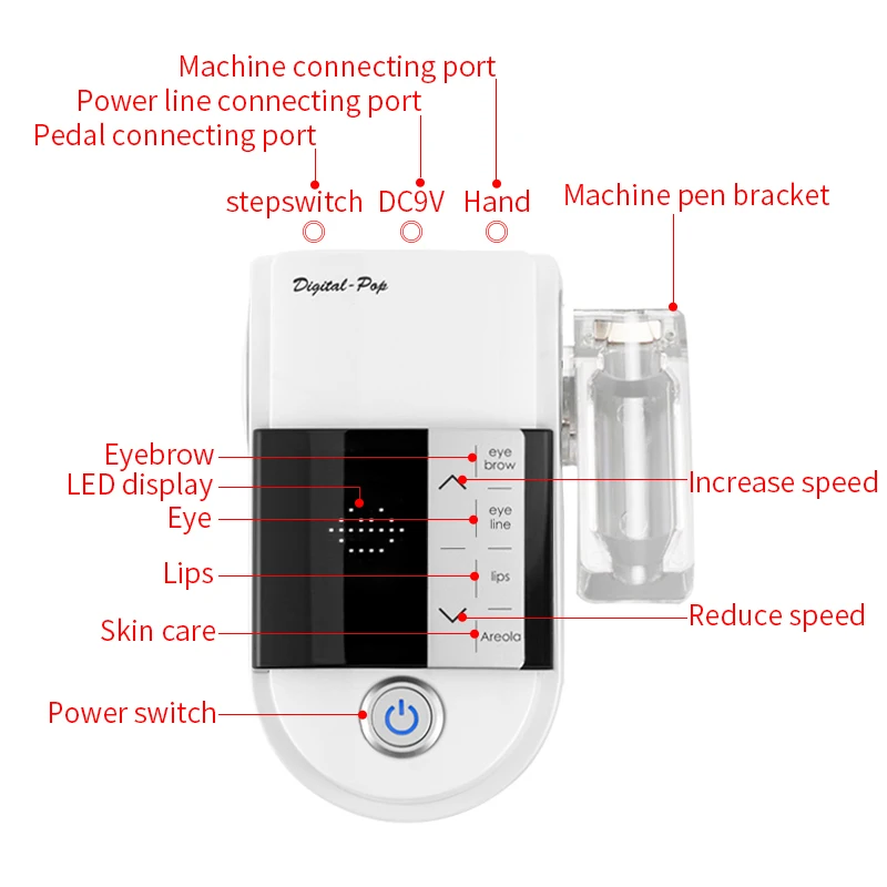 Татуировка Питание Перманентный макияж бровей губ интеллигентая(ый) цифровой ЖК-дисплей татуировки педаль Управление переключатель для сварочного аппарата