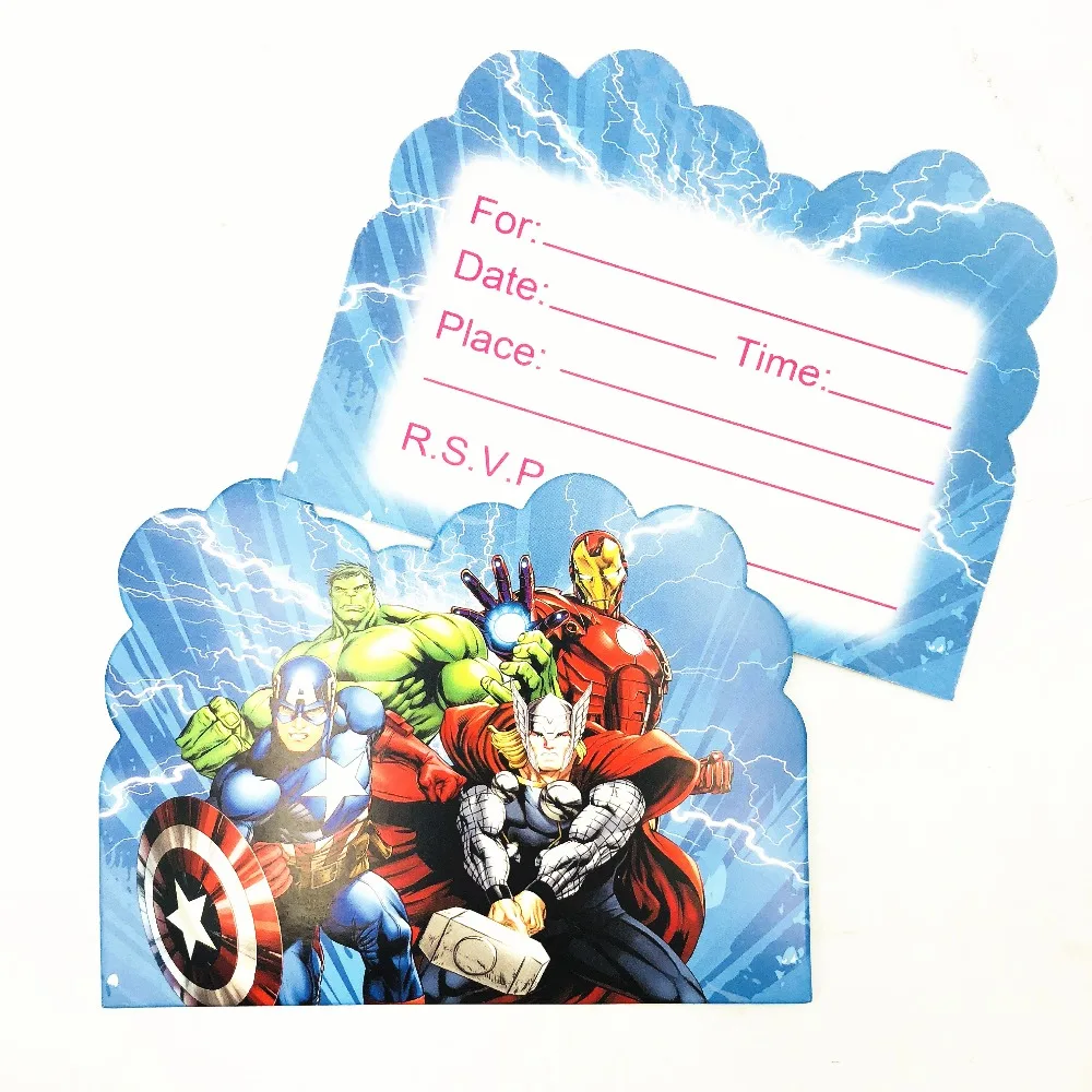 10 Pcs Avengers Theme Invitations De Fete D Anniversaire Partyware Bebe Douche Pas Cher Hulk D Anniversaire Decoration Idees Invitation Carte Aliexpress