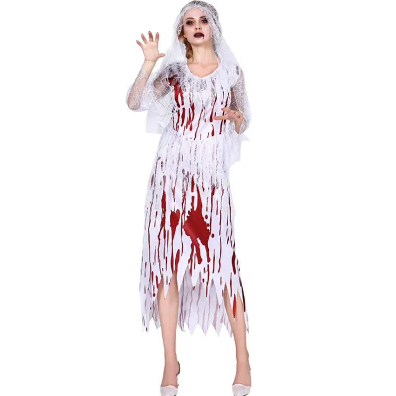 Страшный костюм на Хэллоуин для женщин День мертвых сексуальный вампир злая королева зомби труп Скелет Череп Коза невесты косплей платье