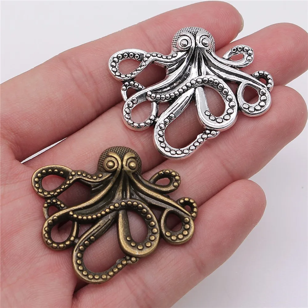 

WYSIWYG 3pcs 42x35mm Pendant Octopus Octopus Charm Pendants For Jewelry Making Antique Silver Octopus Pendants