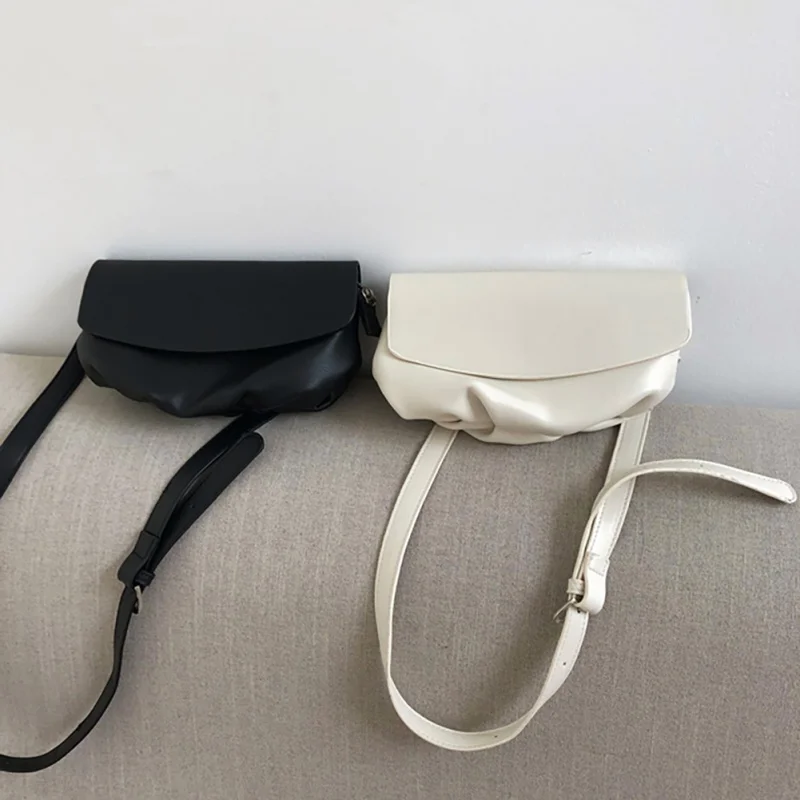 

Solid color diagonal span waist pocket diagonal package Waist bag diagonal package dual-use leather ladies small bag