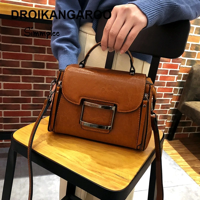 

2019 New Genuine Leather ladies'bag wholesale butter wax cowhide Bag Fashion HandbagPurses And Handbags Women Crossbody Bags For