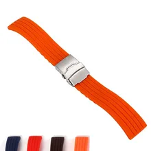 Correa de reloj de goma de silicona 16,18, 20, 22, 24mm, hebilla de reloj impermeable, hebilla de acero inoxidable, 4 colores