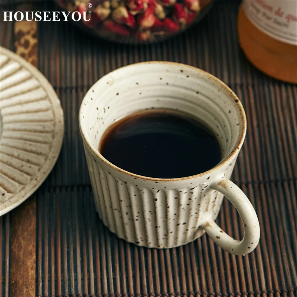 HOUSEEYOU, японский стиль, ручная работа, керамика, кофейная чашка, чайная чашка, блюдце, набор, креативная керамическая чашка, современный фарфор для послеобеденного чая, чашка