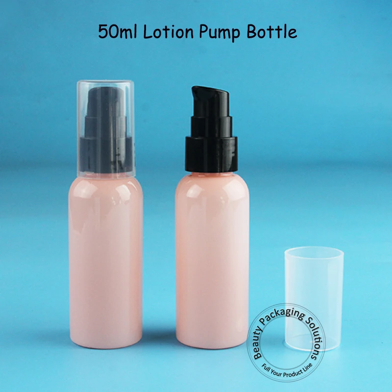 

50pcs/lot 50ml Lotion Pump Bottle with Black Cap 50cc Essential Oil Bottle 50g Cosmetic Container Empty Refillable Packaging