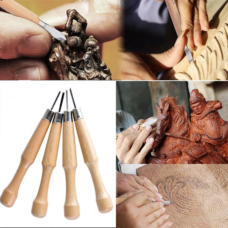 

4pcs Wood Carving Tools Set Chisel Gouges Woodcut Knife Scorper Hand Cutter for Arts Crafts DIY Tools Woodworking Tool