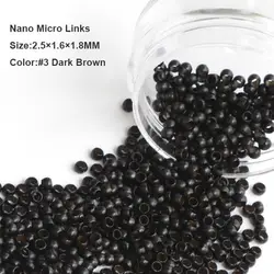 Nano Micro Кольца 2.5*1.6*1.8 мм 1000 шт./бутылка #3 темно-коричневый микро трубки Nano бусины микро ссылки Химическое наращивание волос