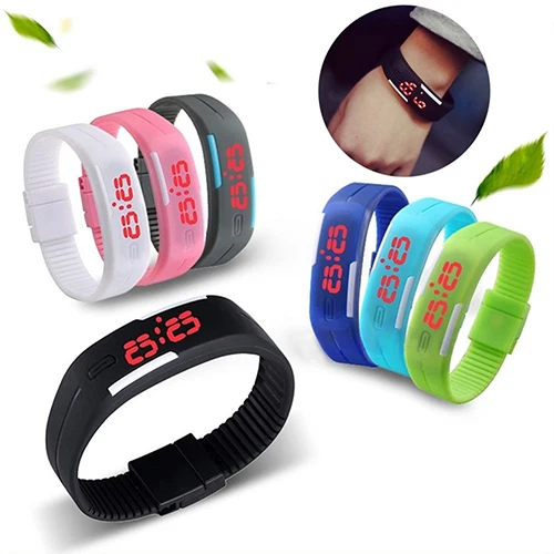 

Hot Popular Men's Women's Silicone Red LED Sports Bracelet Touch Watch Digital Wrist Watch
