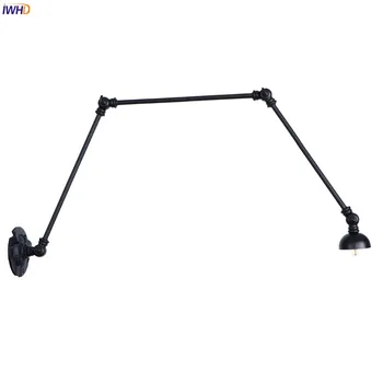 IWHD 3 Long Arm LED Wall Lights Fixtures Adjustable Swing Loft Industrial Vintage Wall Sconce Luminaire Retro Stair Light iwhd style loft industrial wall lamp vintage adjustable swing long arm wall light fixtures glass ball lampshade