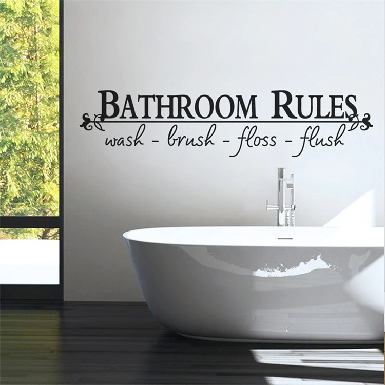 English Sticker Bathroom Glass Vanity Letter Waterproof Adhesive Wall Stickers Home Decoration