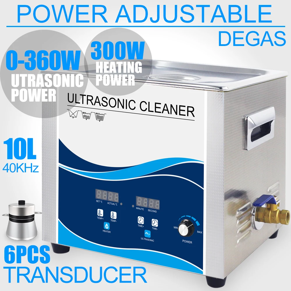 10L Ultrasonic Cleaner Bath 360W Adjustment 40KHZ Ultrasonido Washer Degas Remove Oil Rust Engine Filter Metal Parts Glassware 10L Ultrasonic Cleaner Bath 360W Adjustment 40KHZ Ultrasonido Washer Degas Remove Oil Rust Engine Filter Metal Parts Glassware