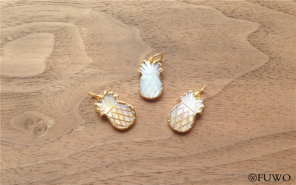 Natural Shell Pineapple Charm Pendant 11