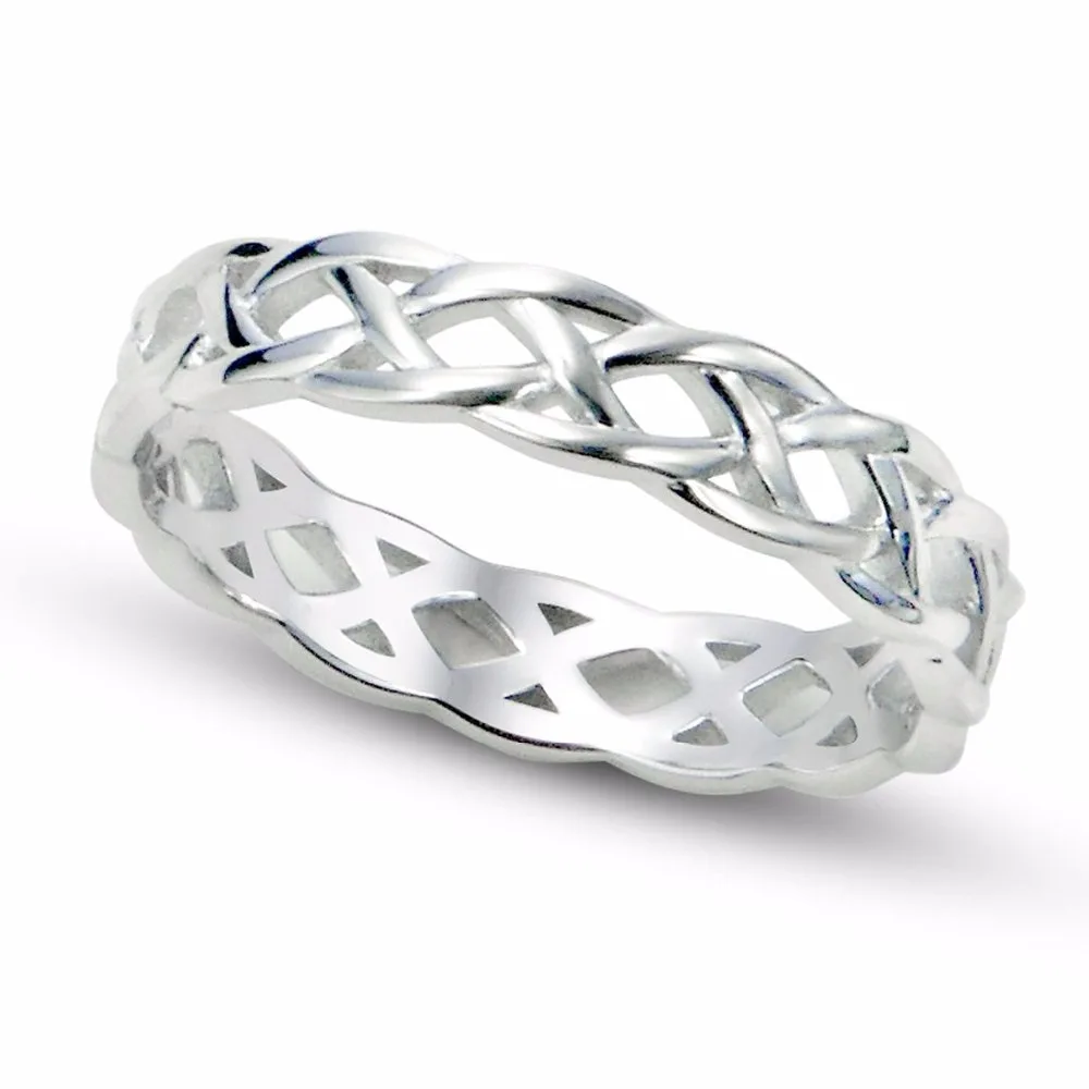 TIGRADE 4mm 925 Sterling Silver Celtic Knot Eternity Ring Women Wedding Band High Polish Classic Stackable Simple Rings Sale