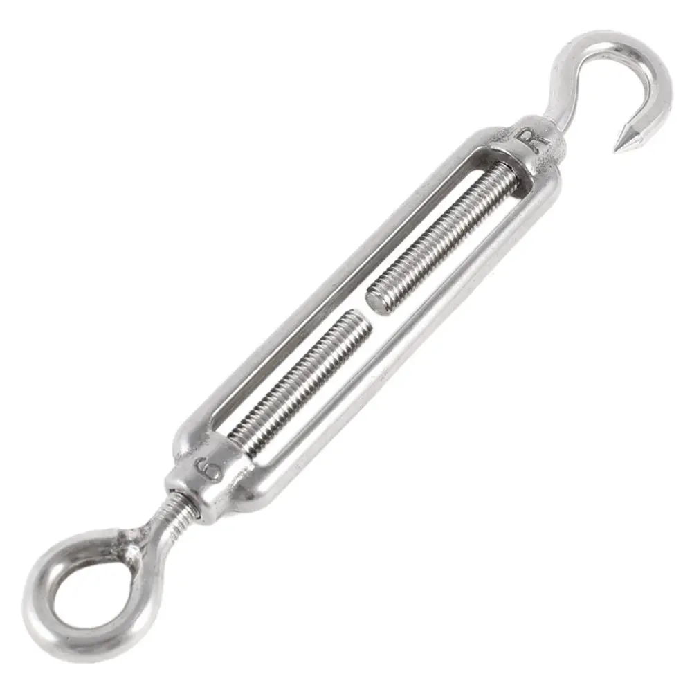M6 6mm Threaded Stainless Steel Hook Eye Type Die Cast Turnbuckle 5.7
