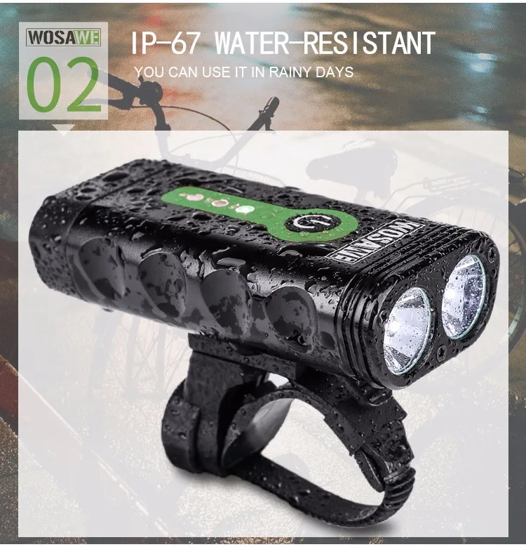 Clearance WOSAWE USB 2400 Lumens Bicycle Light IP67 Waterproof Handlebar Cycling Led Light Lithium Battery Flashlight Torch Headlight 4 Clearance WOSAWE USB 2400 Lumens Bicycle Light IP67 Waterproof Handlebar Cycling Led Light Lithium Battery Flashlight Torch Headlight 4