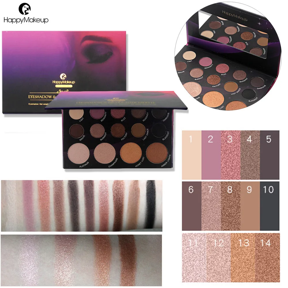 eye shadow palette glitter eyeshadow naked 14 Color Pearl Glitter Eye Shadow Powder Palette Matt Eyeshadow Cosmetic Makeup #0.7