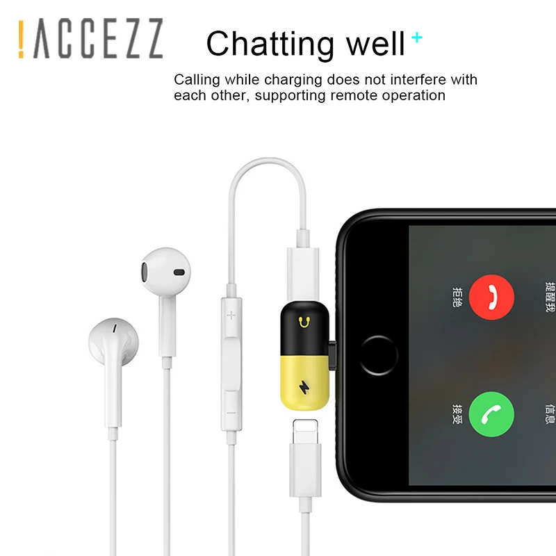 ! ACCEZZ Pill Shape 2 3 в 1 двойное освещение быстрая зарядка разъем для наушников адаптер