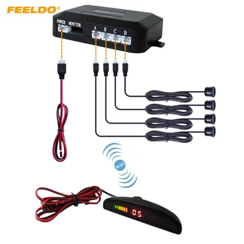 

FEELDO 1Set Car LED Display Monitor Buzzer 4 Sensors Wireless Parking Sensor Backup Radar Reversing Radar