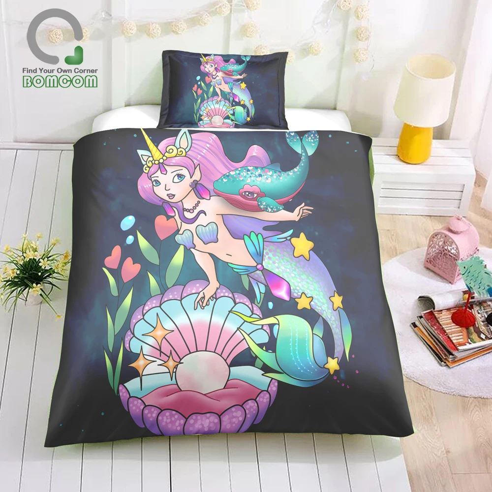 Bomcom Mermaid Duvet Cover Set Gifts For Teens Mermaid Lovers