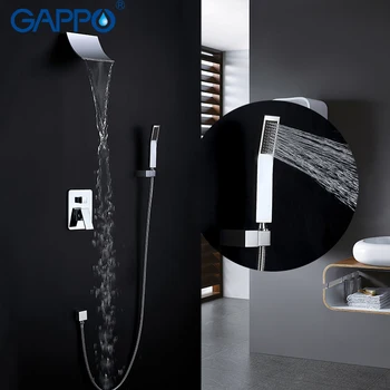 

GAPPO Shower Faucets chrome rainfall bath concealed shower mixer waterfall rain shower set head bathtub mixer taps