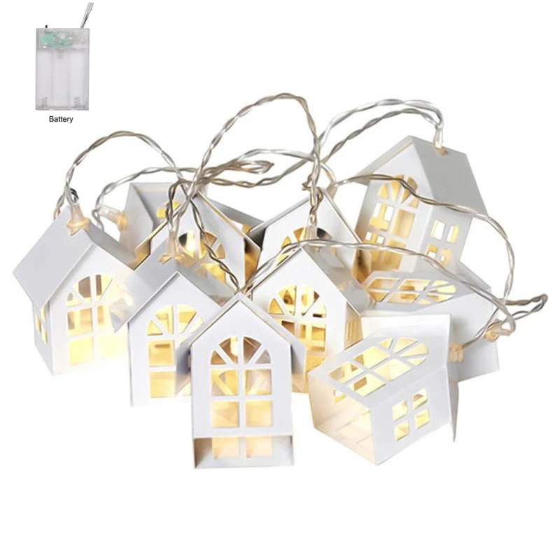 1,5 м креативный DIY деревянный светодиодный светильник деревянная гирлянда с домиками Свадебные гирлянды Новогодние рождественские украшения для рождественские Вечерние