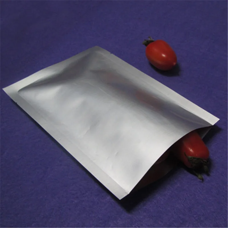 14*20cm Mylar Vacuum Seal Pouch Storage Pure Aluminum Foil Silver Open