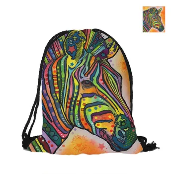 

Zebra Printing Drawstring Backpack For Beach School Shopping Fashion Polyester Bags Women Men Pouch Backpacks Shoulder Bag