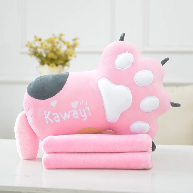 Милый Кот плюшевая игрушка-подушка и одеяло мягкая подушка кошачья лапа Kawaii облако Мягкие плюшевые игрушки для детей Детские подушки подарок для девочек