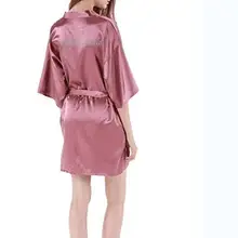 Темно-розовый халат серебряная буква кимоно персонализированные атласные пижамы Свадебный халат Подружка невесты, сестра мать невесты халат
