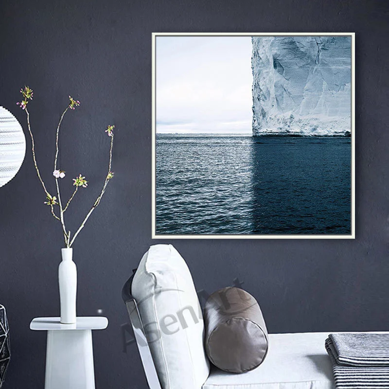 Ледник море квадратный акварельный печатный плакат современные фотографии