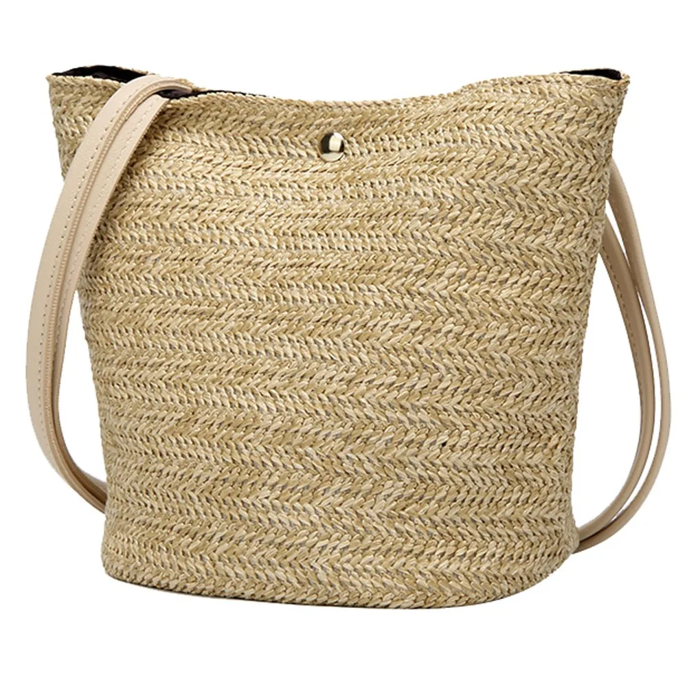 OCARDIAN, пляжная сумка, повседневная, из ротанга, соломенная, модная, женская, лето, сумка через плечо, соломенная, тканая, сумка-мешок, Прямая поставка M14 - Цвет: Beige