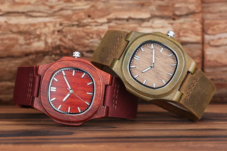 2017 New arrivals Wood Watch Natural Light Wooden Face Fashion Genuine Leather Bangle Unisex Gifts for Men Women Reloj de madera Christmas Gifts (35)