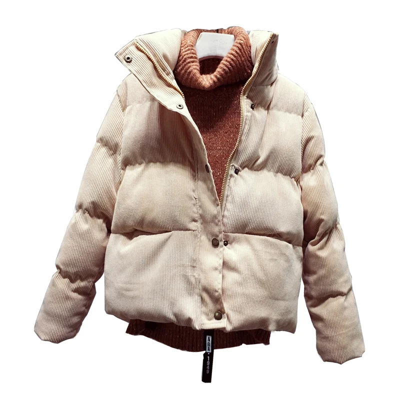 

New Winter Corduroy Cotton Jacket Coat Women's Bread Thickening Short Coat Women Wild Loose Abrigos Mujer Invierno 2018