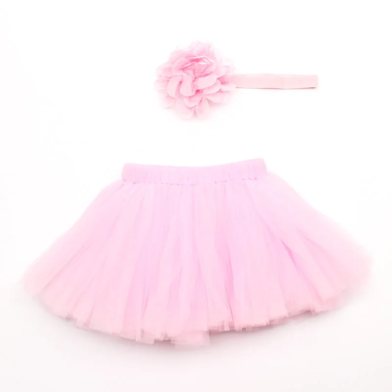 Top Sale Baby Girl Tulle Tutu Skirt and Flower Headband Set Newborn Photography Props Baby Birthday Gift 10 Colors ZT001