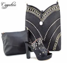 Capputine High Quality PU Leather Woman Shoes And HandBag Set Italian Style Woman Pumps Shoes And Shopping Bag Set For Party