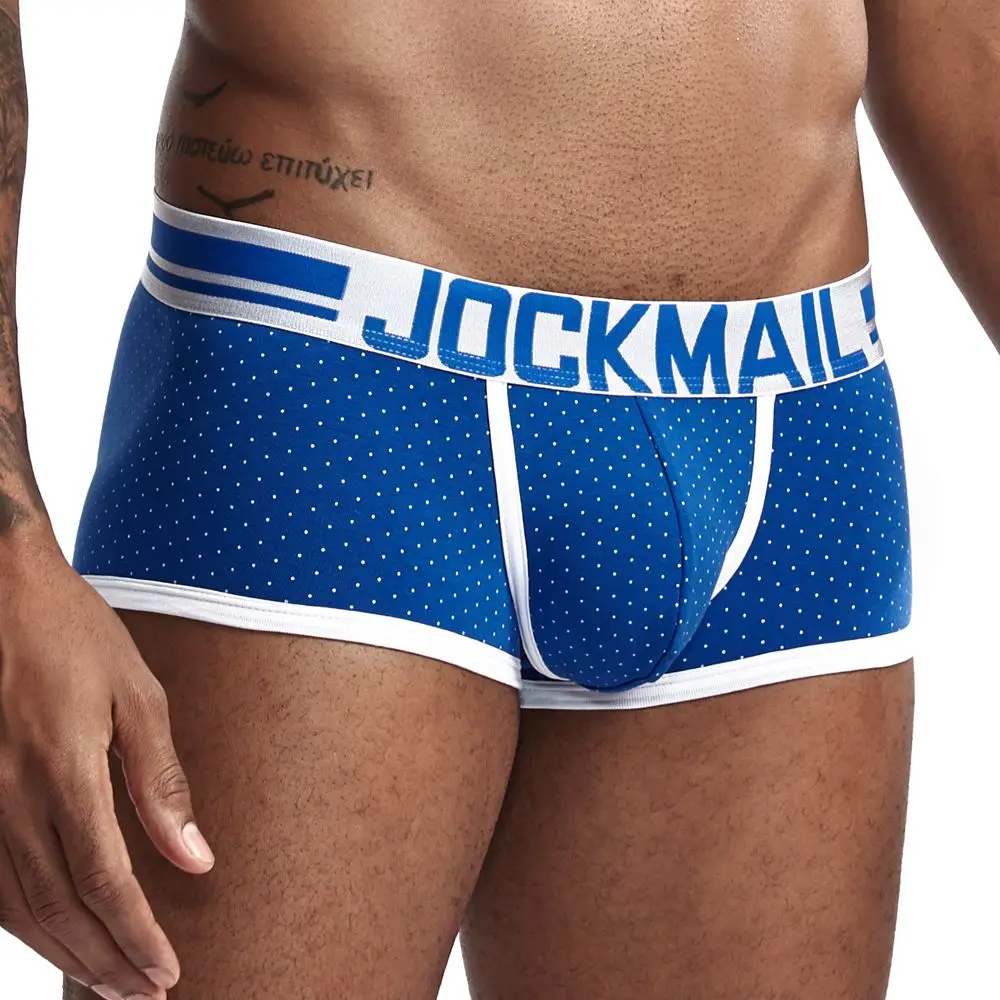 JOCKMAIL, мужские трусы, дышащие боксеры, хлопковое Сетчатое Мужское нижнее белье, u-образный выпуклый мешочек, сексуальные трусы, набивные листья, домашняя одежда, шорты